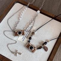 Vintage Brown Camera Pendant Necklace Retro Khaki Fashion Accessories  For Cool Girls AB
