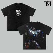 Pacific Rim Gipsy Danger Vintage Washed T-Shirt Jaeger Mecha Graphic Tee 2XL black