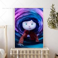 1 vnt. Klasikinio anime filmo Koralina plakatas Lipnus menas Vandeniui atsparus popierinis lipdukas Kavinei Barui Kambario Sienų Dekoravimas 40cm×60cm NoFrame blue