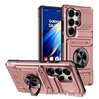 Samsung S25Edge Fusion Armor telefono dėklas su kortelių skyriumi ir magnetiniu automobiliniu laikikliu S26FE/S25FE blue