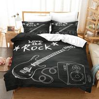 Roko Gitaros Patalynės Komplektas Viengulis Twin Pilnas Karalienės Karaliaus Dydis Poliesteris Miegamojo Antklodės Užvalkalas Suaugusiems Vaikams Antklodės Užvalkalų Rinkinys EU Single 135x200cm