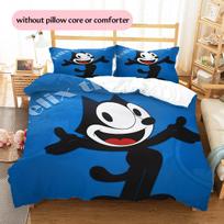 Felix the Cat  Pattern Bedding Quilt Set  Home Decoration  Gift (1 * duvet cover + 2 * pillowcase  without core) 140x200cm blue