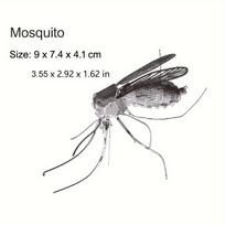 3D Metal Mechanical Mosquito Puzzle DIY Assembly Kit for Adults Precision Cut Metal Art Model Birthday Holiday Gift Insect gray