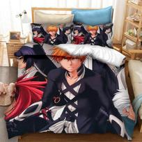 Anime Bleach Tūkstantmečio Kraujo Karas Patalynės Komplektas Dvigulis Twin King Antklodės Užvalkalas Antklodė Pagalvės Užvalkalas Berniukams Mergaitėms Suaugusiems Miegamojo EU single(135x200cm)