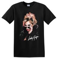 Lady Gaga Pop Art Portrait Music Fan T Shirt Graphic Print Tee Gift Concert XL black