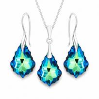 Sidabrinis papuošalų rinkinys moterims DiamondSky „Baroque IV (Bermuda Blue)“ su Swarovski kristalais