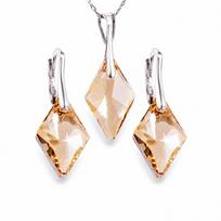 Sidabrinis papuošalų rinkinys moterims DiamondSky „Rhombus (Golden Shadow)“ su Swarovski kristalais