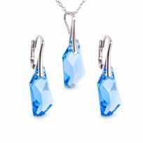 Sidabrinis papuošalų rinkinys moterims DiamondSky „Hyperborea (Aquamarine Blue)“ su Swarovski kristalais