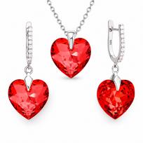 Sidabrinis papuošalų rinkinys moterims DiamondSky „Romantic Heart III R (Light Siam)“ su Swarovski kristalais