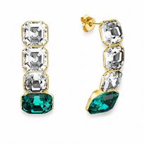 Sidabriniai auskarai moterims DiamondSky „Imperial (Emerald)“ su Swarovski kristalais