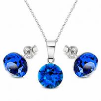 Sidabrinis papuošalų rinkinys moterims DiamondSky „Classic (Capri Blue)“ su Swarovski kristalais