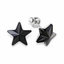 Sidabriniai auskarai „Star (Jet)“ su Swarovski® kristalais