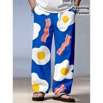 Men's 3D Food Pattern Printed Baggy Casual Trousers,  Elastic Drawstring Waist with Pockets, for Spring Summer Home Outdoor Vacation 6XL tamsiai mėlyna spalva