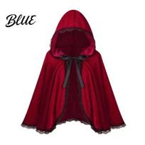 Steampunk Gothic Event Outfit Fairy Hooded Cloak Renaissance Medieval Cosplay Costume Adults Velvet Exclusive Holiday Clothing Wizard Witch 60cm vyno raudonos spalvos
