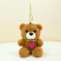 Adorable Plush Teddy Bear Keychain Pendant With Bow Decoration In Various Colors Heart Pink
