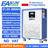 EASUN POWER LiFePO4 Battery 51.2V 300AH Bluetooth 48V 15KWH Lithium Battery 6000+ Cycle Solar Energy Storage BMS For Inverter