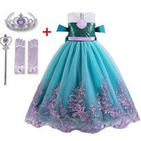 Princesės suknelė mergaitėms Mažosios undinėlės kostiumas Arielės suknelė Gimtadienio Karnavalo Šventės Suknelė Helovino Balinė Suknelė Vestidos 4-10 Metų 7-8T blue