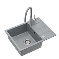 Granito plautuvė Quadron Pure Flexi STQ5844SZ_3323503GR su lanksčiu maišytuvu ir dozatoriumi, pilka