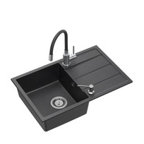 Granito plautuvė Quadron Prime Flexi SDR6844CZ_3323503BL su lanksčiu snapeliu ir dozatoriumi, juoda