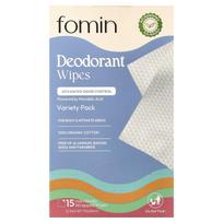 fomin, Deodorant Wet Wipes, Variety Pack, 15 Individually Wrapped Wet Wipes gray