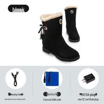 Far-Infrared Heated Winter Boots - Anti-Frostbite Velvet Warmth Outdoor Long Shoes 39 juoda