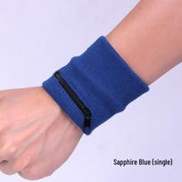 LOGO Medvilninė kilpinė riešo juosta su užtrauktuku - Sugerianti sportinė juosta ir monetų piniginė vyrams ir moterims Blue (Zipper Wristband) beige