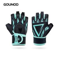Thickened Palm Pad Half Finger Gloves with Wrist Wrap Support Anti-slip Lightweight Fitness Men Gloves Gym Hand Gloves L mėlyna