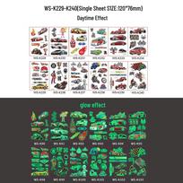 Children's Glow-in-the-Dark Dinosaur Tattoo Stickers - Waterproof & Sweat-resistant for Party Fun gray