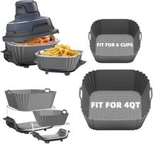 2Pcs Silicone Air Fryer Liners for Ninja Crispi FN101GY/FN101SG/FN101ST,Fit for 4-QT & 6-Cups 4-in-1Glass Air Fryer Accessories