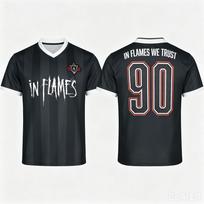 In Flames Numeris 90 Juoda Pilka Dryžuoti Marškinėliai Trumpomis Rankovėmis Futbolo Džersis Vasariniai Gatvės Drabužių Viršutiniai Drabužiai L black