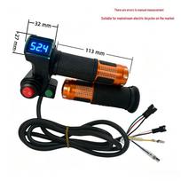 Blue Screen Electric Vehicle Throttle Grip with Cruise Control and Voltage Display black