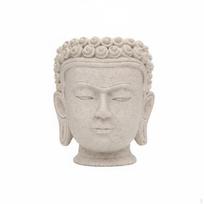 Buddha Head Planter Realistic Stone Finish Face Flower Pot Tranquil Marble_Jinglv white