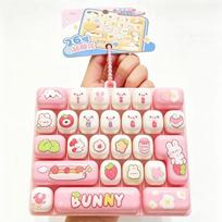Creative Style Mini Keyboard Pendant 26 Key Keyboard Keychain  Children Use rožinė