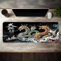 Fantasy Black Dragon Large Desk Mat Antislip Rubber Mousepad For Esport Gaming Room Pc Keyboard Workstation Desktop Decor 800x300x2mm