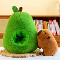 2-in-1 Baby Avocado Capybara Plush Toy Stuffed Creative Into Fruit Transform 25/35cm Apple Pig Cuddly Doll for Kid Birthday Gift 26-35cm green