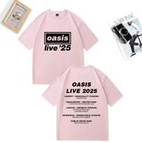 OASIS Live 25 Tour 2025 Karštų Grafikos Marškinėliai Vyrams Moterims Atsitiktiniai Medvilniniai Marškinėliai Drabužiai Hip Hop Streetwear Trumpomis Rankovėmis Gerbėjų Dovana M white