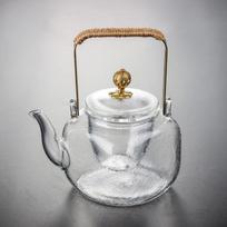 High borosilicate glass flower teapot, beam pot, household high-end brewing teapot, glass teapot, tea set, high resistance~ 700ml white