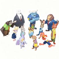 NEW 12pcs/set Zootopia Animals Action Figure Playthings Rabbit Judy Hopps Fox Nick Wilde Movie Children Present Collection Figures gray