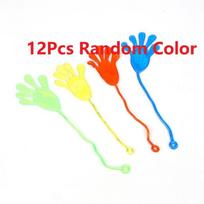12Pcs Kids Funny Sticky Hands Stretchabletoy Palm Elastic Sticky Squishy Slap Palm Toy Parent Child Interactive Party Toy Gifts red