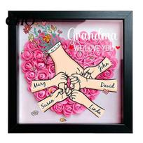 Dustproof Shadow Box Personalized Mommy I Love You Flower Custom Names Holding Hands Frame Gifts for Mom Grandma from Daughter or Son on Mother's Day S C juoda