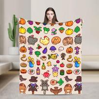 Characters in Stardew Valley Blanket Coral Fleece Plush Winter Farming Game Breathable Warm Throw Blanket for Quilt Size: 75*100cm, Weight: 230 GSM brown