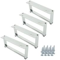 Set of 4 metal furniture legs, silver chrome frame, 20 x 9 cm