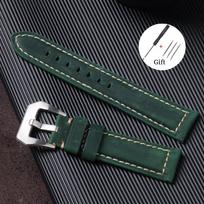 Leather Watch Strap for Panerai Watchband Men Women Universal Wristband for Seiko Cowhide Belts 20mm 22mm 24mm 26mm Accessories 24mm žalia
