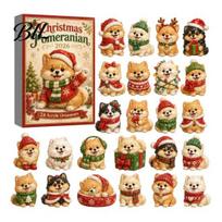 Dog Ornaments Advent Calendars 2026, Cute 24 Days Christmas Countdown Decorative Hanging Calendar, 2D Acrylic Collectible Figures for Lovers, A beige