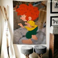 Meister Eder Und Sein Pumuckl Wall Tapestry Aesthetic Wall Hanging Printed Fabric Blanket Decorative Tapestries for Bedroom Living Room Home Decor 150cm x 200cm