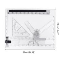 A4 Multi-function Drawing Board Tools Drawing Board Adjustable Parallel with Clear Rule Graphics Angle Measurement A4 white