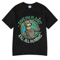 T-Shirt Bender Save The Planet Kill All Humans T-Shirt 200.0g XL gray