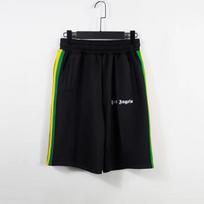 Unisex Casual Shorts With Side Rainbow Stripe Palm Angel Design Cotton Blend Straight Fit Sport Pants Medium black