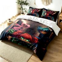 Poppy Playtime 3pc Duvet Cover Set Simple Modern Bedding Set Wrinkle Resistant Soft Fabric All Season Use a perfect gift 135cmx200cm gray
