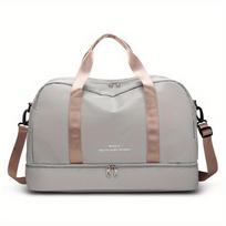 Folding Large Capacity Travel Duffel Bag Lightweight Wet And Dry Separation Bag Sports Handbag CLE One Size pilka spalva